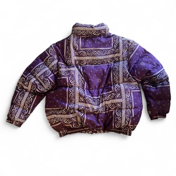 Purple Bandana-Print Paisley Puffer Jacket Size XL - Picture 6 of 6